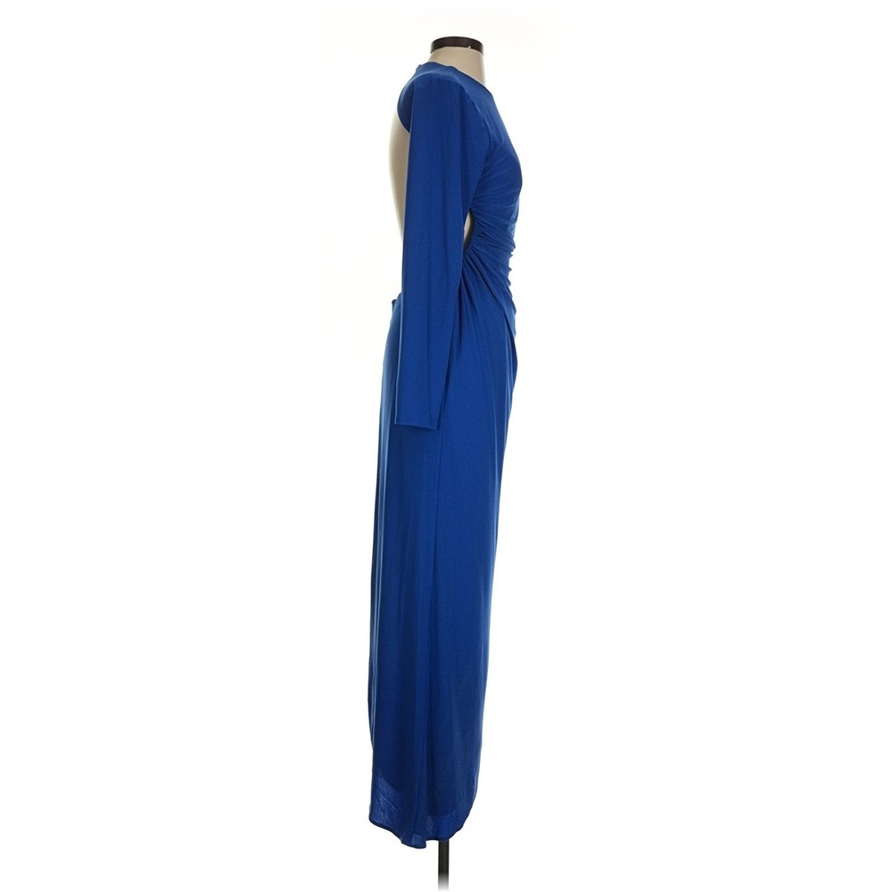 Ieena for Mac Duggal Royal Blue Open Back Ruched Jersey Gown Size 2 26500i - Picture 4 of 9